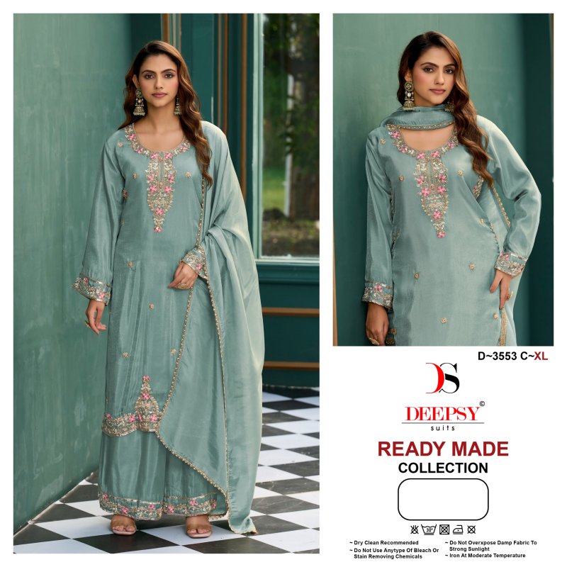 D 3553 A To D By Deepsy Viscose Tissue Silk Readymade Salwar Suits 